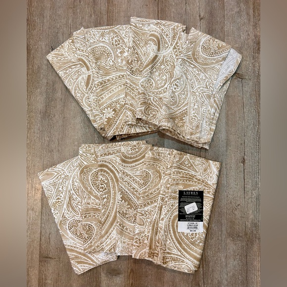 Ralph Lauren Veranda Sand Tan Paisley Cotton Print Napkin Set of 12 SZ 20x20” - Picture 1 of 4